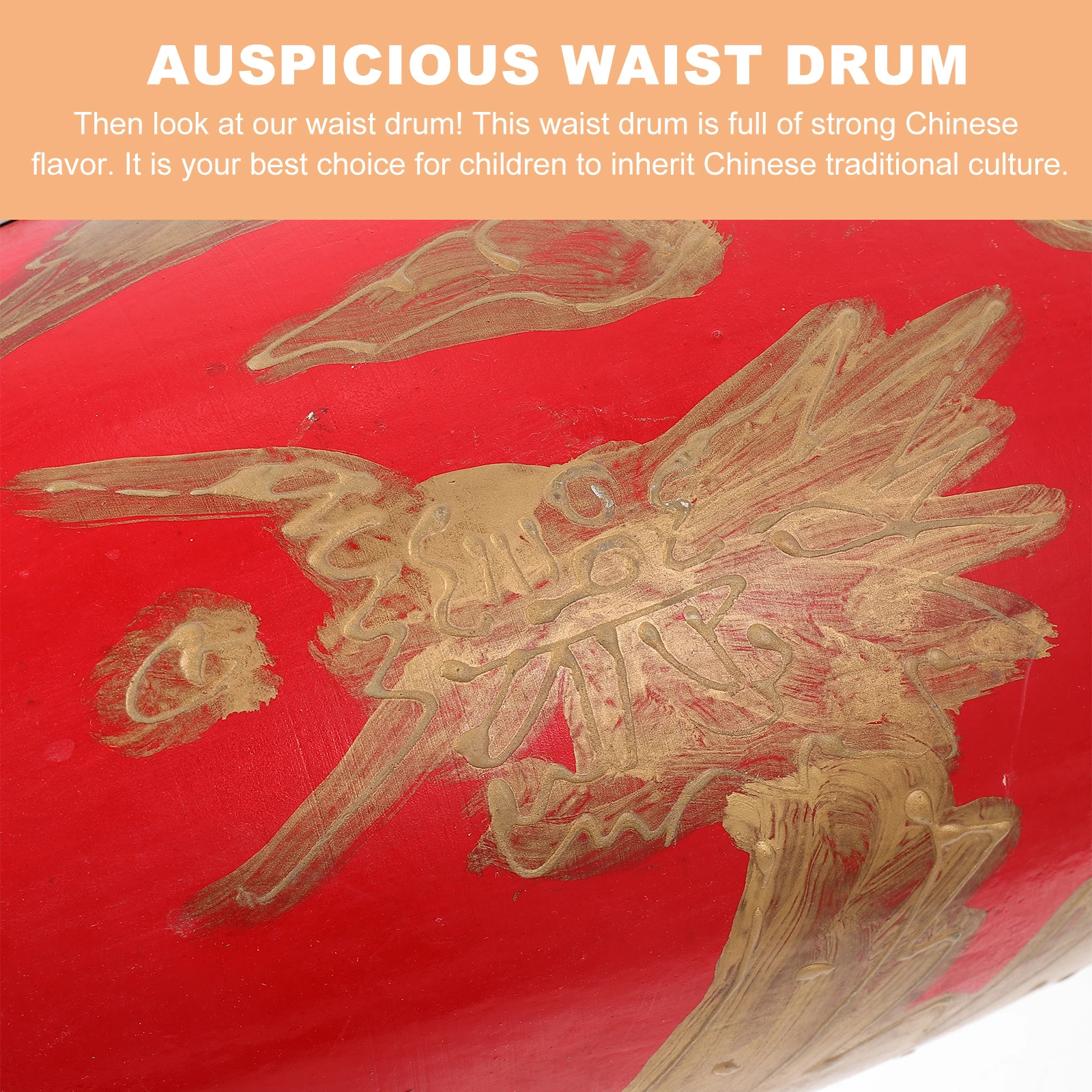 

1Pcs Chinese Traditional Waist Drum Cowhide Wood Portable Adjustable Strap for Children Students Performances Cowhide Waist Drum