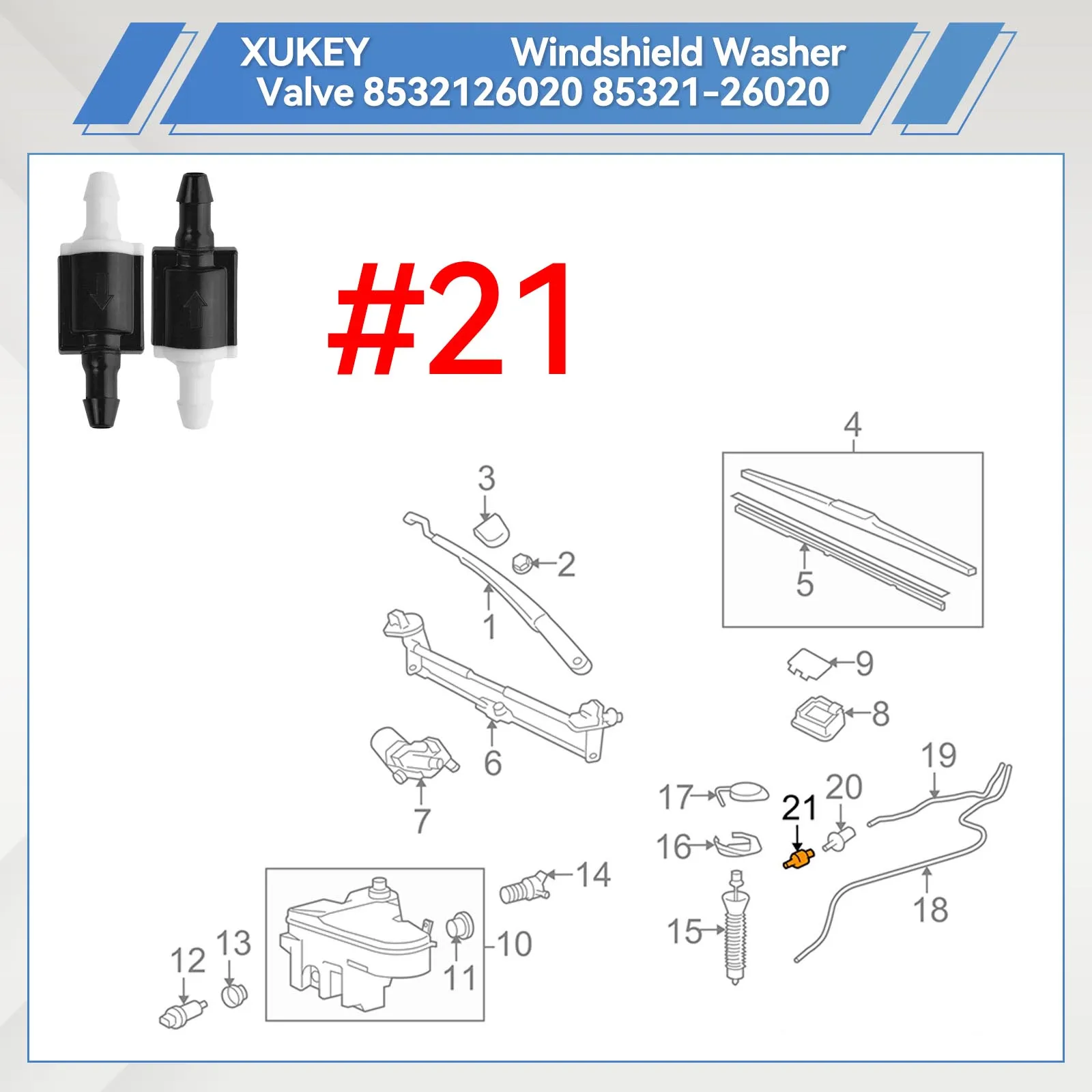 Wycieraczka Erick 2 szt. Spryskiwacz wycieraczka szyby przedniej zapobiegający cofaniu wody zawór zwrotny poprawia maszyna do mycia szkła dla Hyundai Getz kod części 85321-26020
