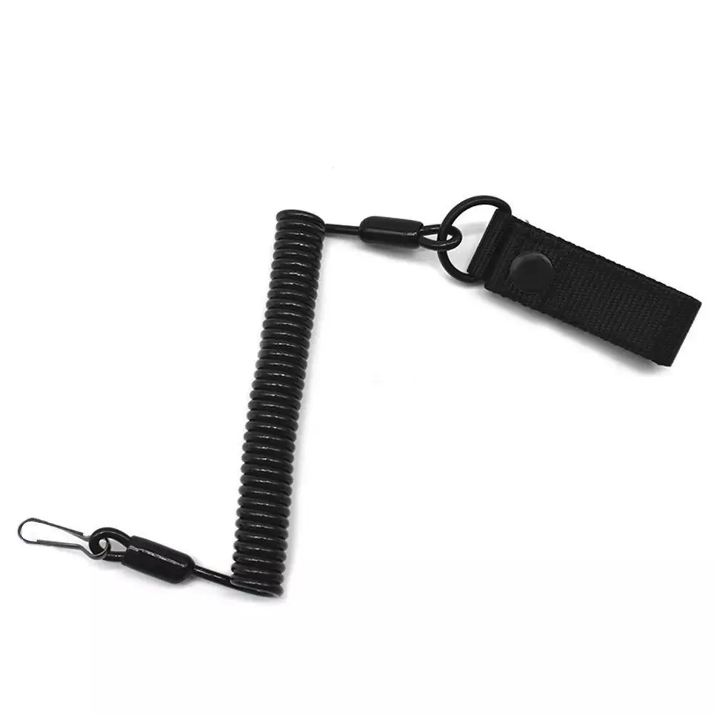 Tactical Anti-lost Elastic Lanyard Anti-theft Anti-cut Military Spring Seat Belt Gun Rope Key Ring Flashlight Accessories