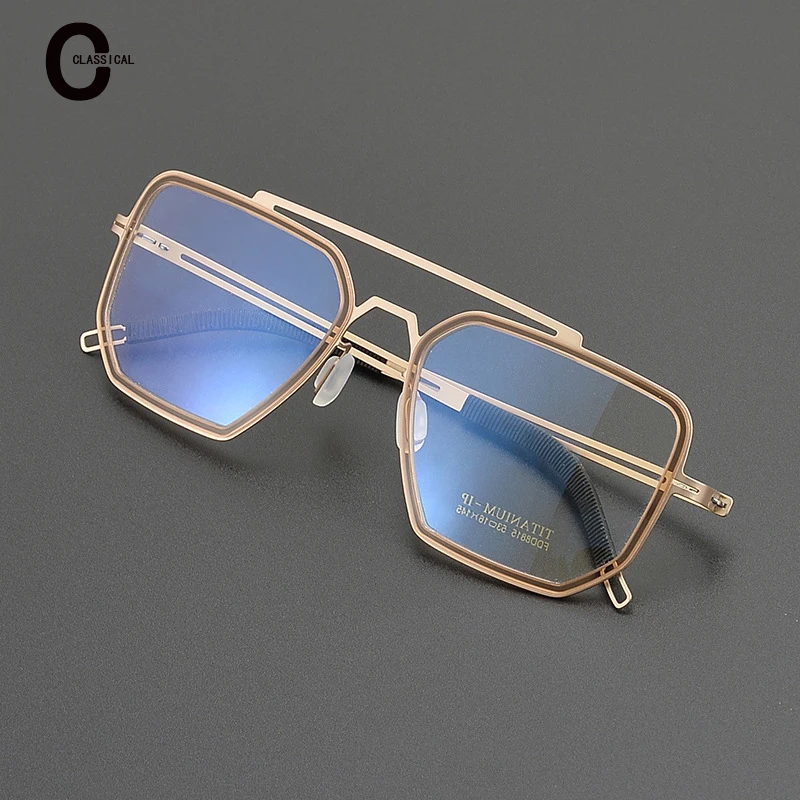 Pure Titanium Ultra Light Large Frame Polygon Frame Fashion FDD8815 Men and Women with Myopia Optical Lens Personalized Frame