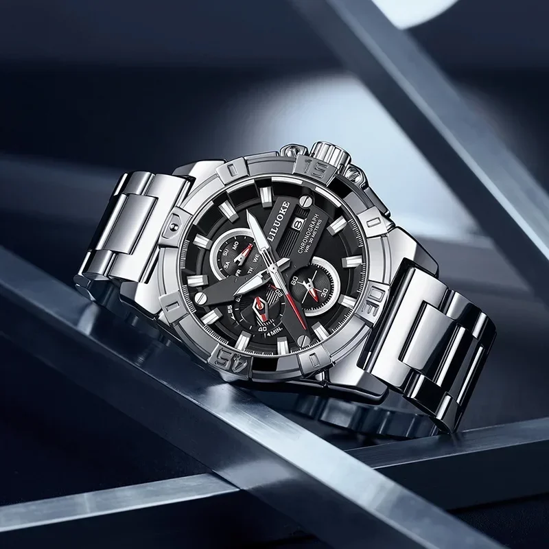 NUOVO orologio da uomo con cinturino in acciaio, orologio al quarzo da uomo impermeabile, orologio da uomo
