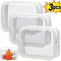 Estuche de belleza de almacenamiento transparente S M L, bolsa de maquillaje, bolsas de PVC, organizador de viaje, soporte para cosméticos de esteticista, estuches de maquillaje transparentes