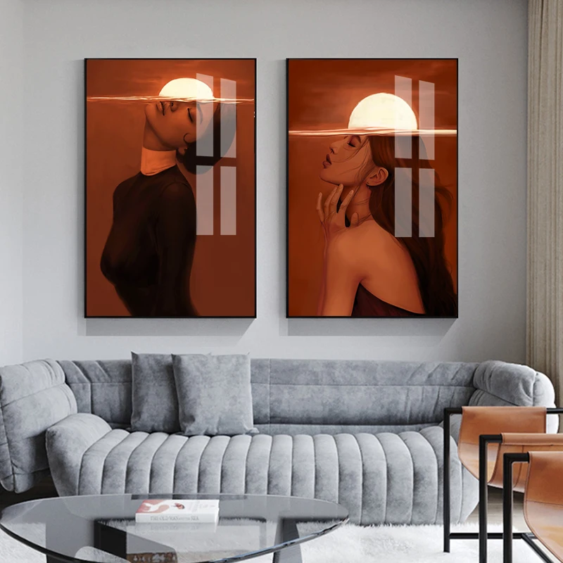 

2pcs/Set Fashionable Modern Sexy Girl Wall Art Canvas Painting Abstract Poster Modern Wall Picture Living Room Home Decoration