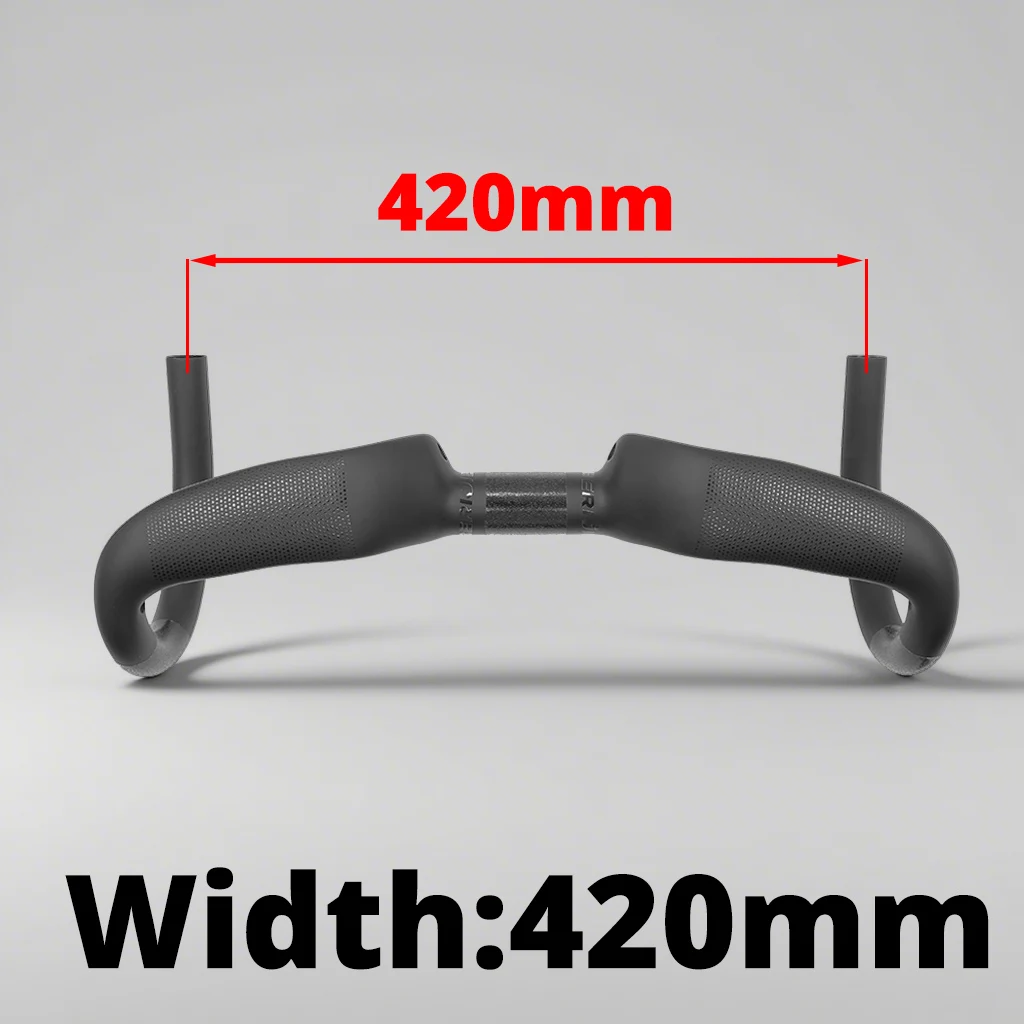 RACE Full Carbon Interne Kabel Rise 30mm Road Stuur, Drop Lift Grind Cockpit, 400mm/420mm/440mm, Zwart Mat, kameleon logo