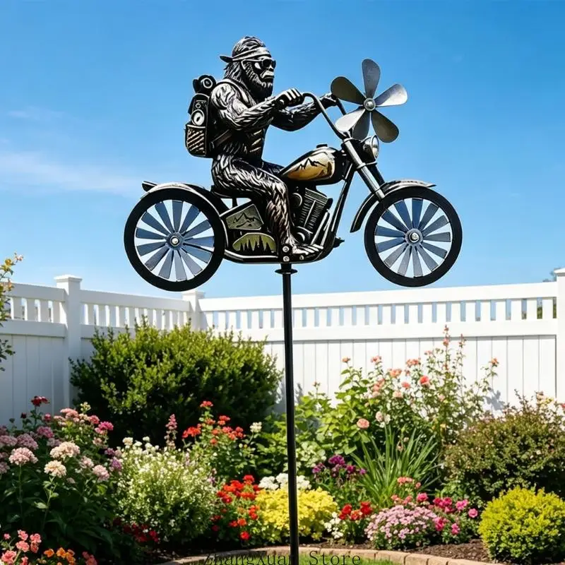 Einzigartiges Biker-Windspiel aus Metall, Gartendekoration für Terrassen, Rasen, Landschaft, 3 x – Detail 3