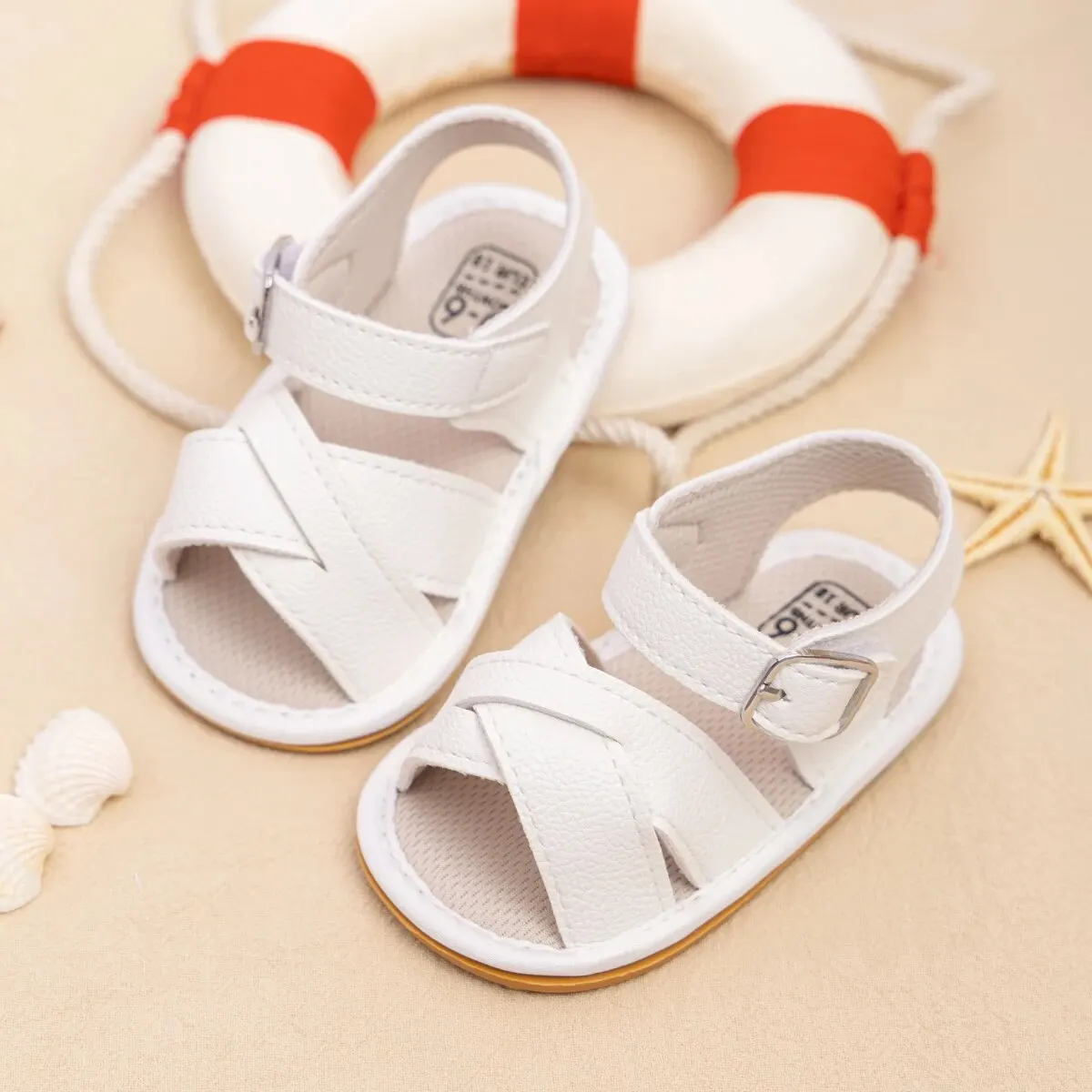 Meckior Pasgeboren Baby Sandalen Flats Pu Lederen Rubberen Zool Anti-Slip Eerste Wandelaar Peuter Baby Meisje Schoenen Zomer Babyschoenen