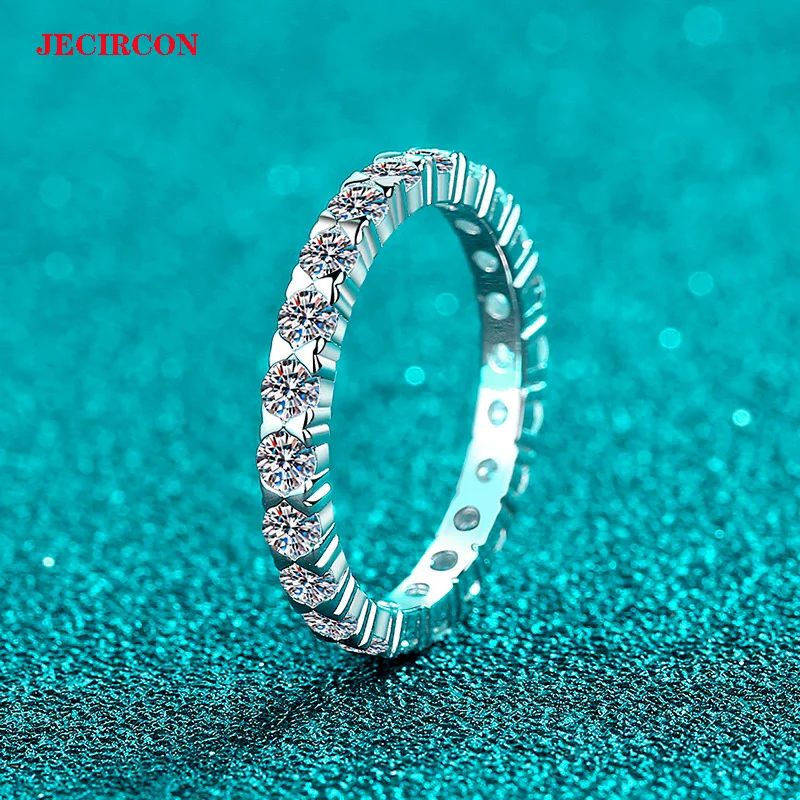 

JECIRCON S925 Sterling Silver Full Moissanite Ring for Women, Full Diamond Eternity Band, Jewelry for Daily Commute & Fashion