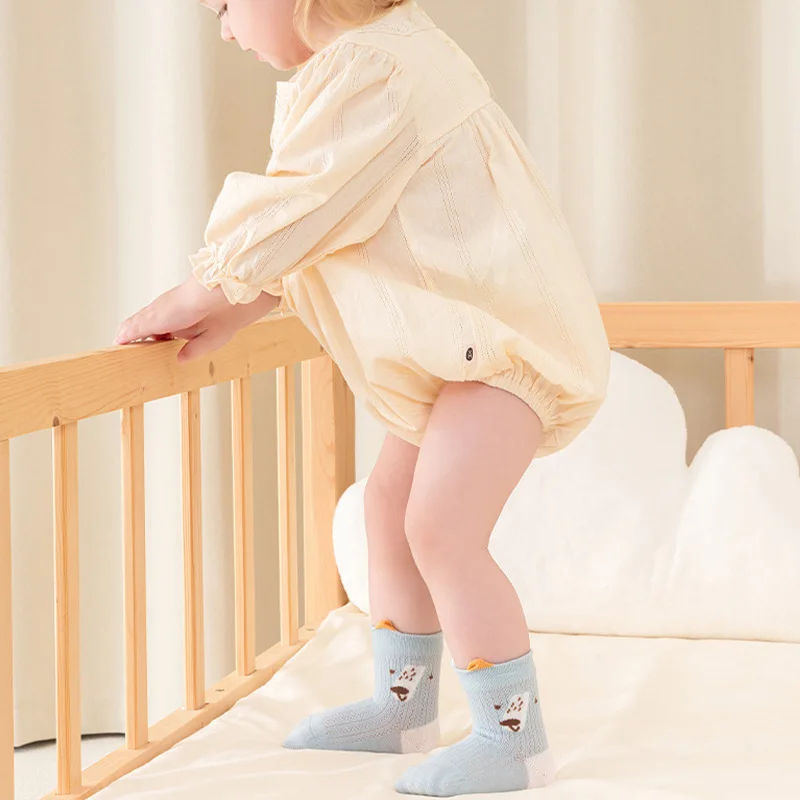 4 Pairs Cute Cartoon Baby Mesh Socks Summer Thin Breathable Middle Tube Socks for Boy Girl Soft Cotton Newborn Socks Kids Sokken