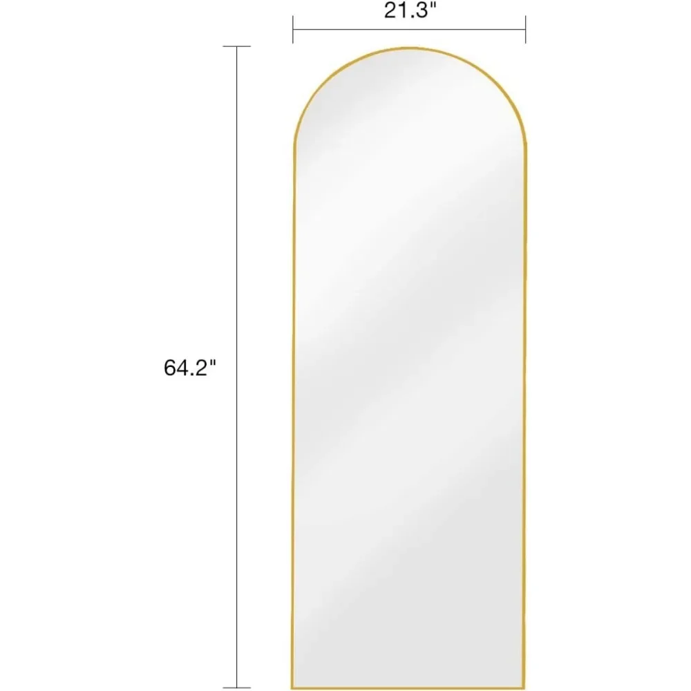 Lustro pełnej długości, lustro podłogowe ze stojakiem, duże lustro 64"x21", lustro ścienne pełnej długości, złote lustro podłogowe