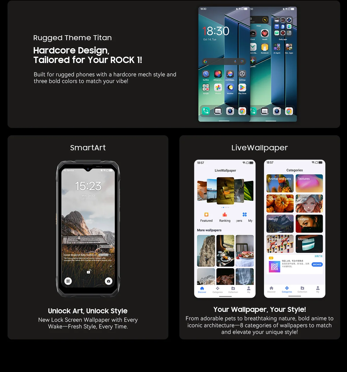 Blackview ROCK 1 Rugged Smartphone, Android 16, 24GB(8+16GB Expand) RAM 256GB ROM, 6.56" HD+ IPS Display, 15000mAh Large Battery, Underwater Camera, IP68 IP69K, Helio G81, Wi‑Fi 5 BT 5.0, NFC