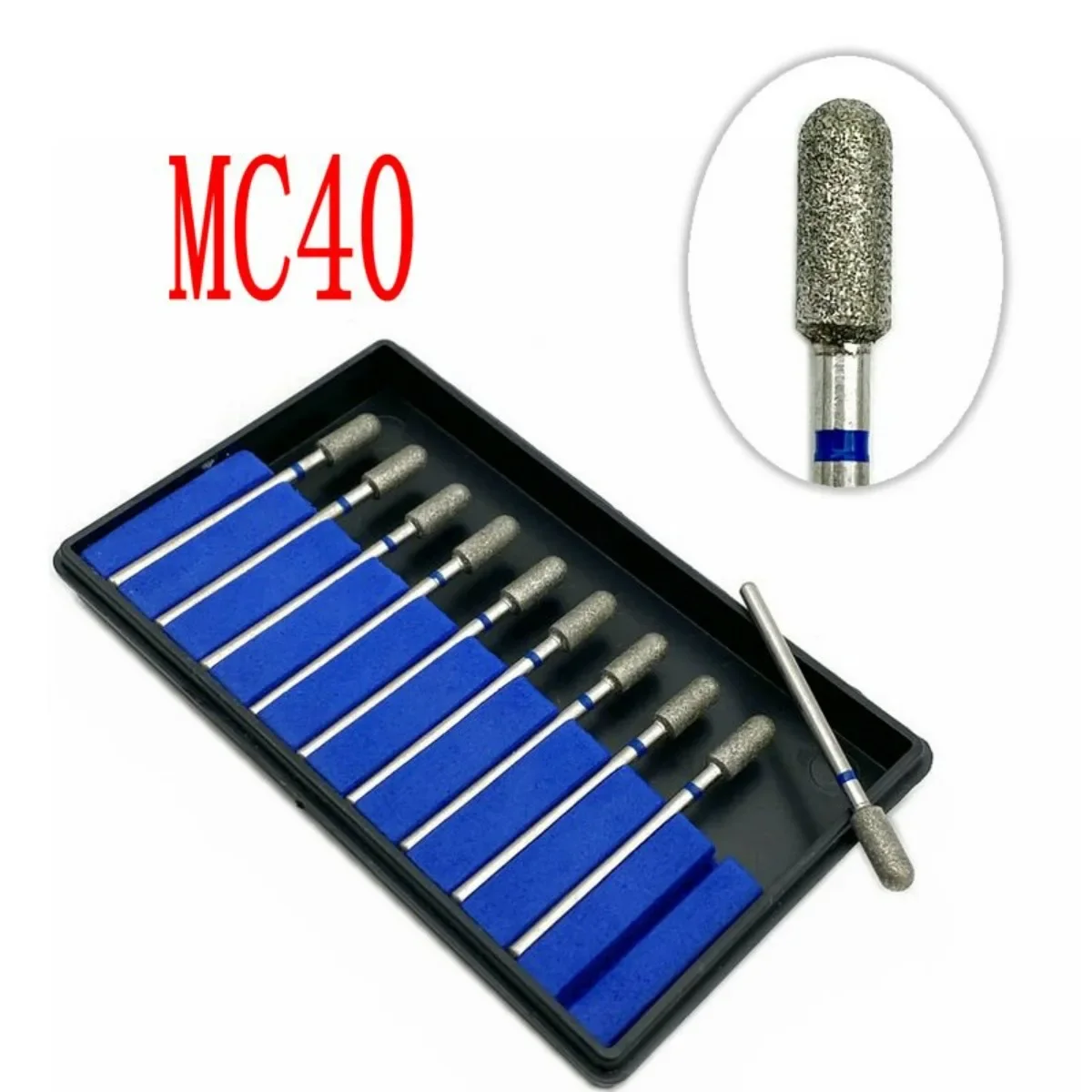 10pcs Dental Material Electroplated Diamond Point Polisher Diamonds Burs HP Rotary Bur Set Dentals Lab Nail Drill Bits MC40