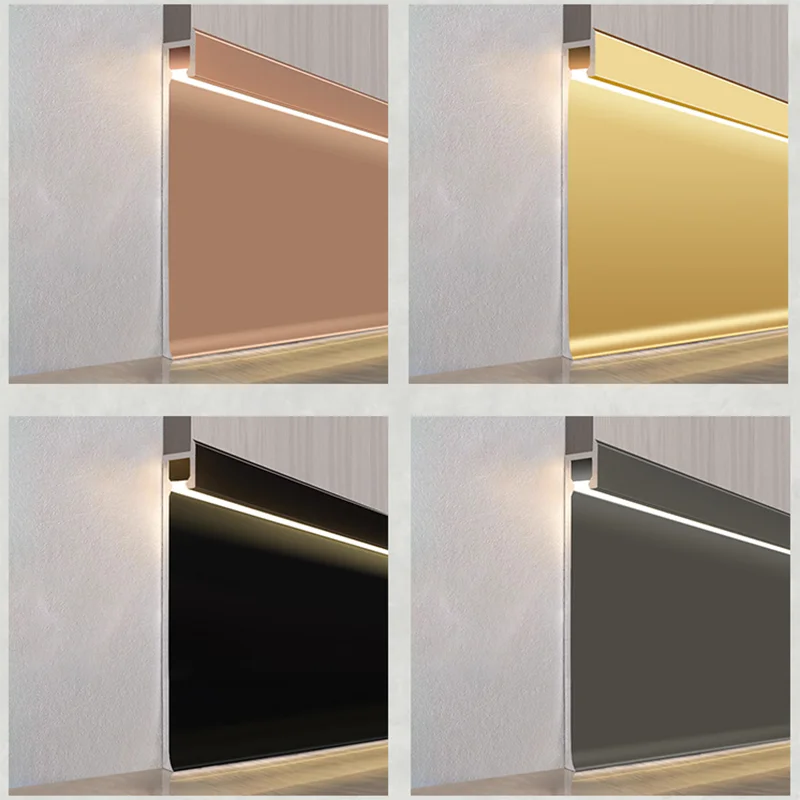 Embedded Down Glowing Skirting Line Aluminum Profile Channel H4/10/15cm Living Room Corridor Skirting Baseboard Bar Strip Light
