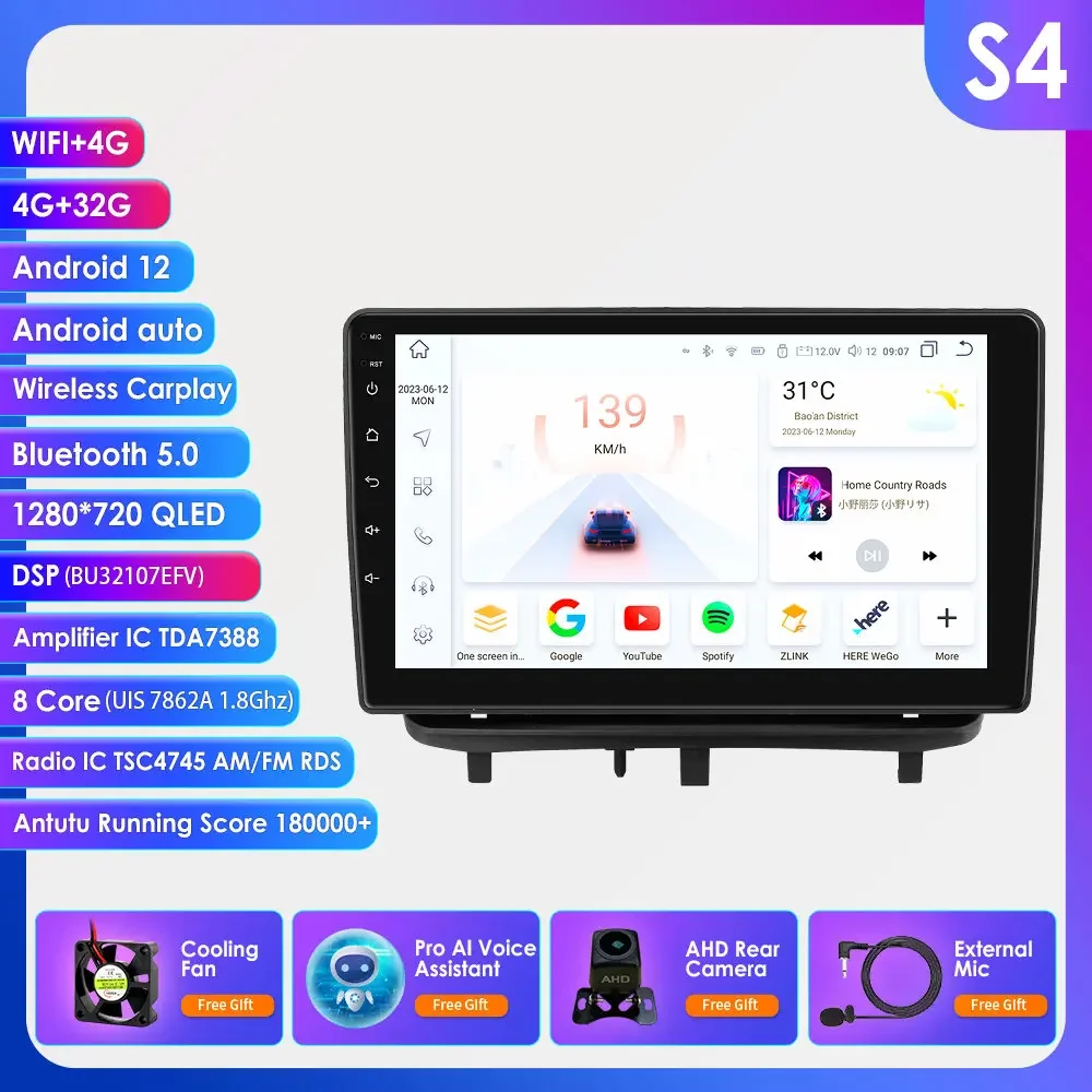 2din 9 "Android 12 Autoradio Voor Opel Corsa D 2007-2012 Hatchback Van Auto Multimedia Radio Speler Navi Gps Carplay Autoradio