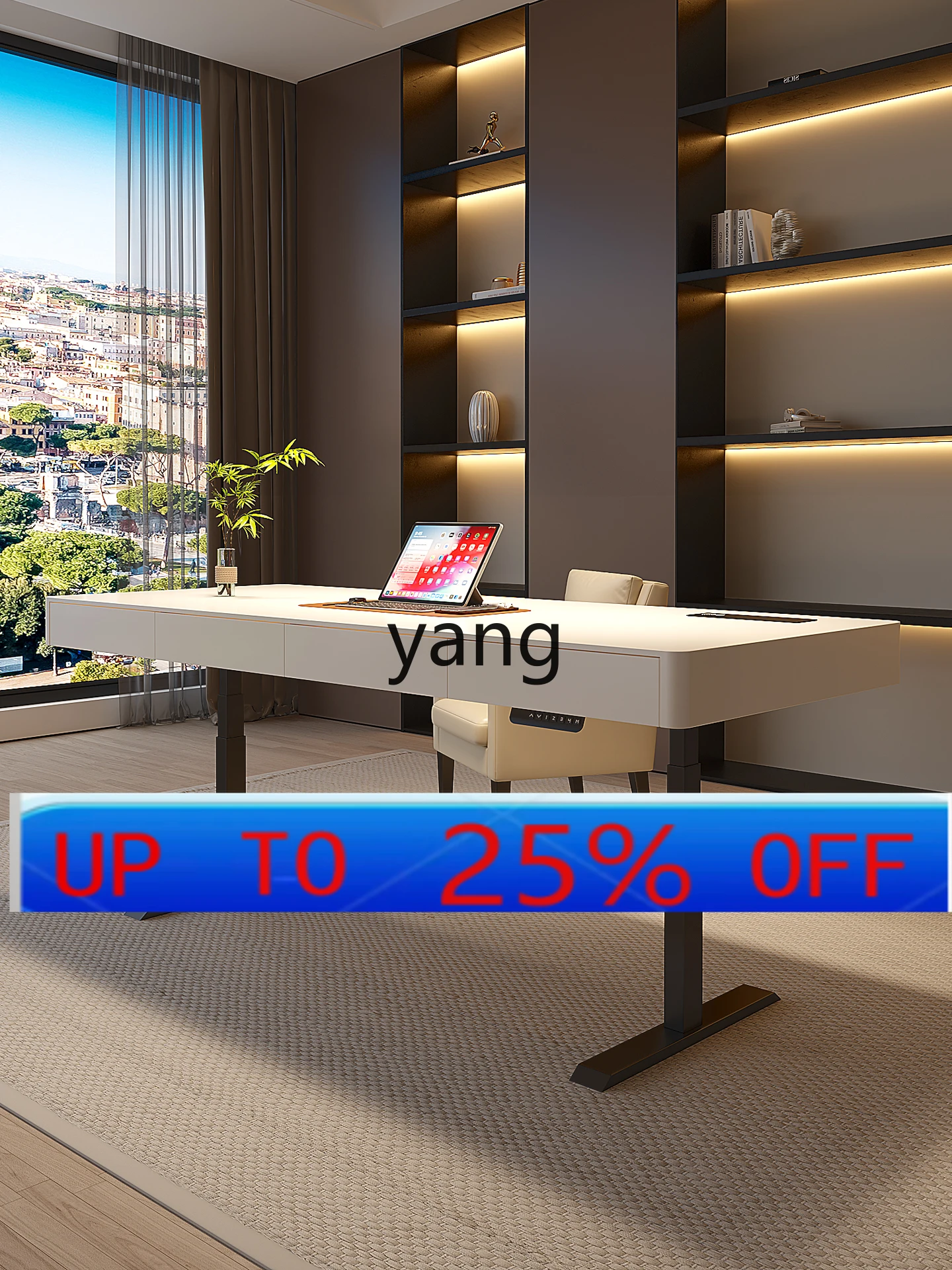 LTT light luxury modern lifting table intelligent dual motor solid wood can lift adult home living room computer table