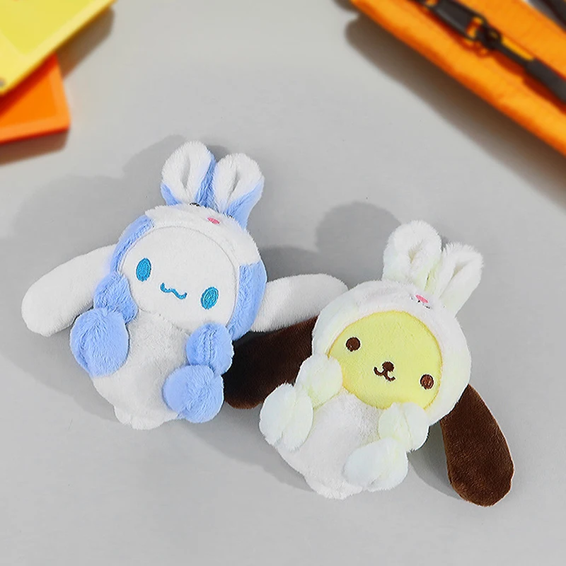 1PC Cute Rabbit Cross Dressing Sanrio Plush Keychain For Children Hello Kitty Pendant Cartoon Backpack Decoration Gifts For Girl image 5