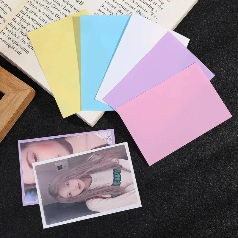 90/60/30/Pcs Kpop Card Sleeve Holder Transparent Card Film Cover Solid Back Sleeves Storage Photocard Holder Game Card Protector