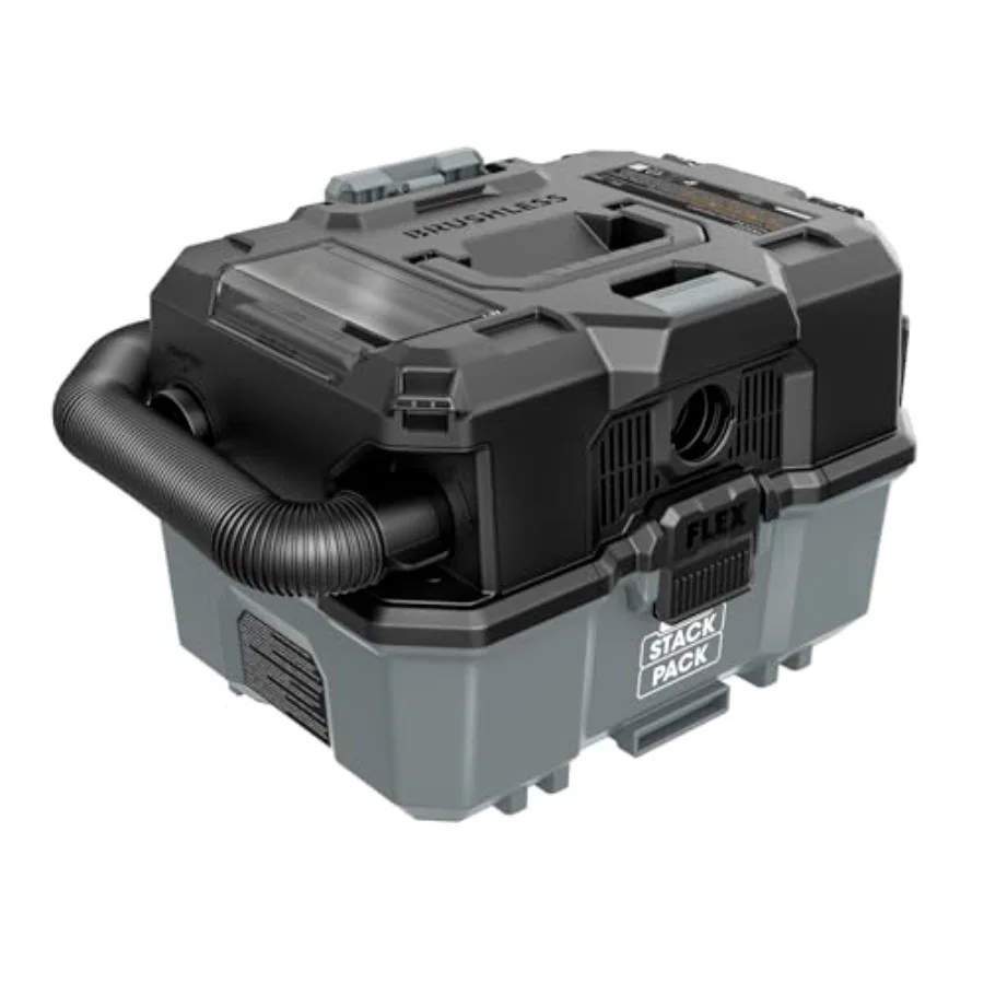 Stack Pack 2.5 Gallon Wet/Dry Vacuum for home garage use, durable polypropylene body, black color, compact stackable design wit