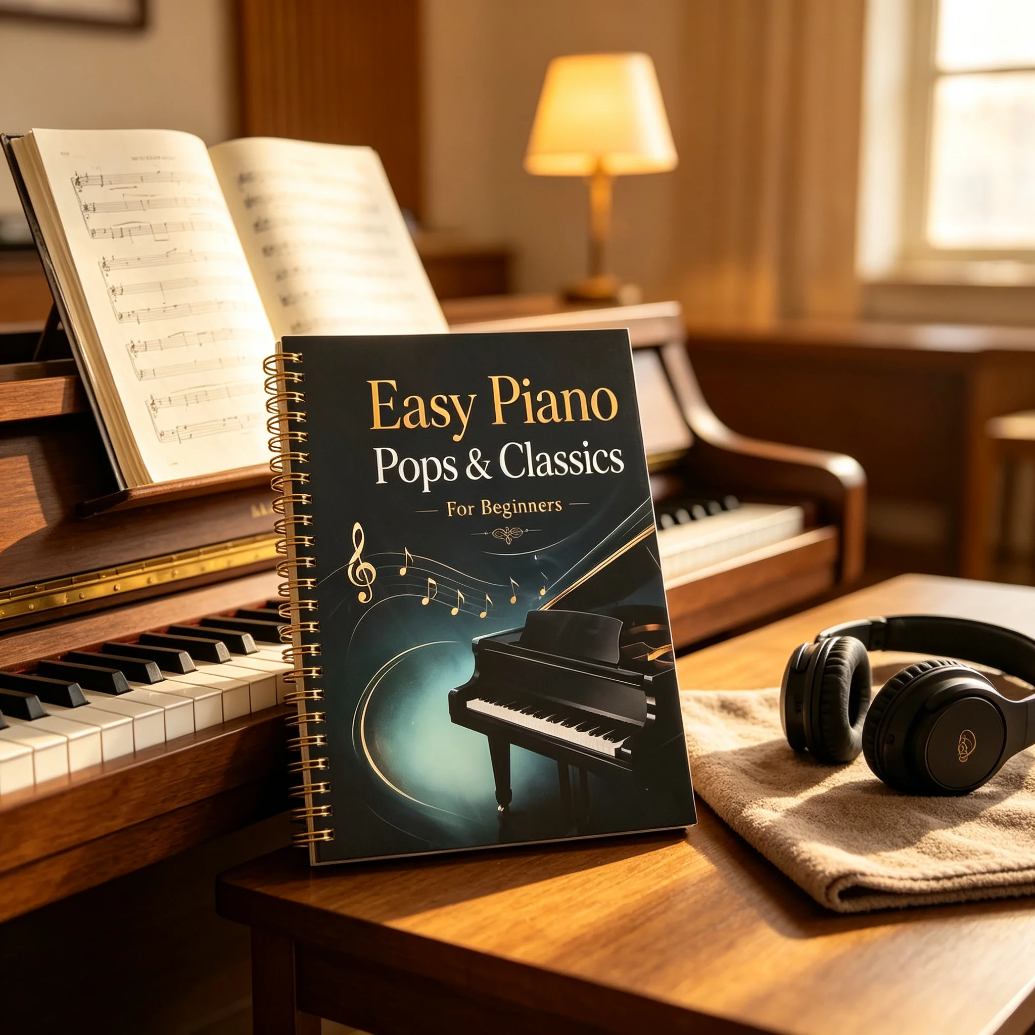 Easy Pop & Classical Piano Book Lay Flat Sheet Music for Adult Beginners Piano Learning Book for Kids