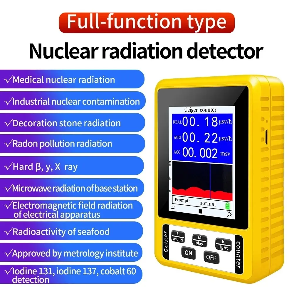 Wyświetlacz LCD 2 w 1 Detektor promieniowania Wielofunkcyjny detektor promieniowania Dozymetr Monitor Tester promieniowania Miernik EMF