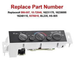 15-72548 09378815 A/C Heater Climate Control Pannel Air Condition Module For Chevrolet GMC C1500 C2500 C3500 K1500 1996-2000