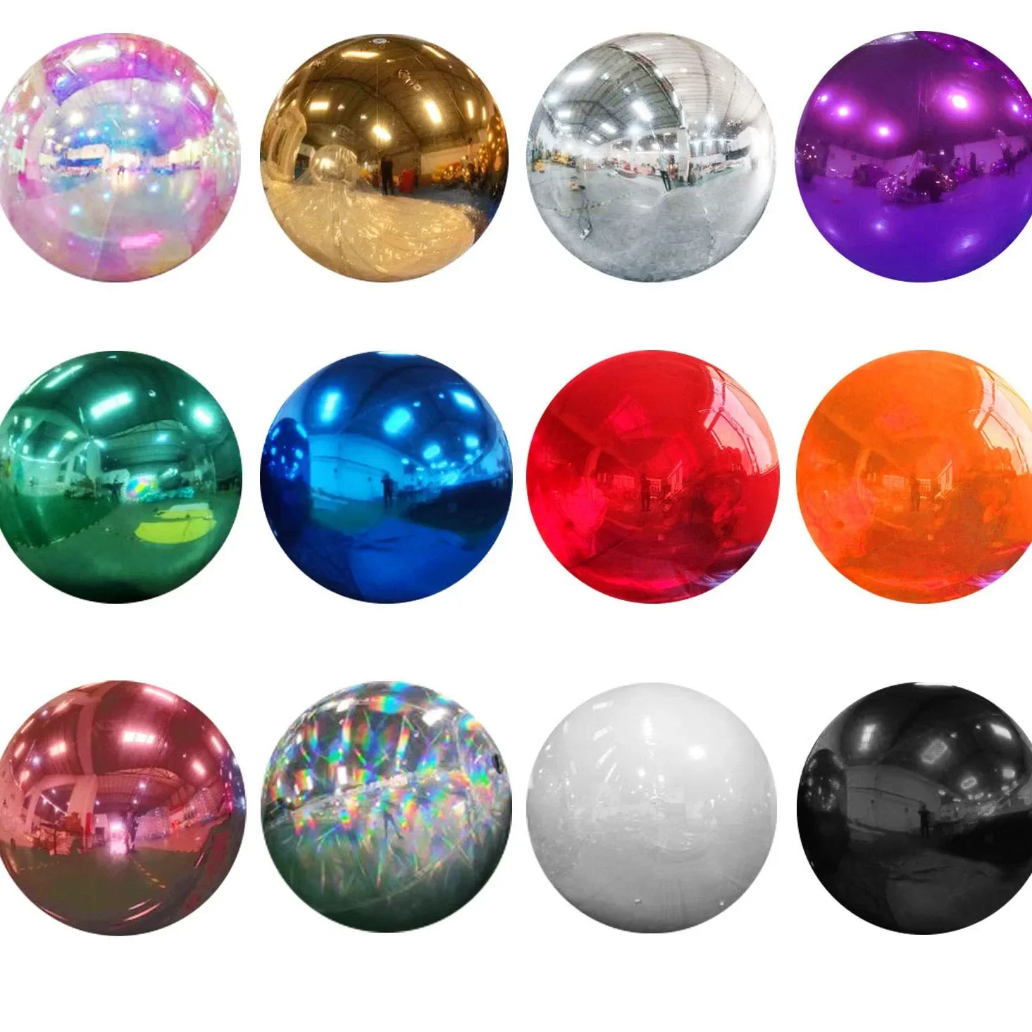 Riesiger Aufblasbarer Spiegelball PVC Silber Reflektierende Kugel Chrom-Ballon-Set für Hochzeit Event Party Bühnendekoration Requisite – Detail 4