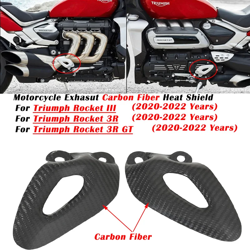 

Motorcycle Exhaust System Protector Modified Real Carbon Fiber Heat Shield Cover For Triumph Rocket III 3R GT 2020 21 2022 2023