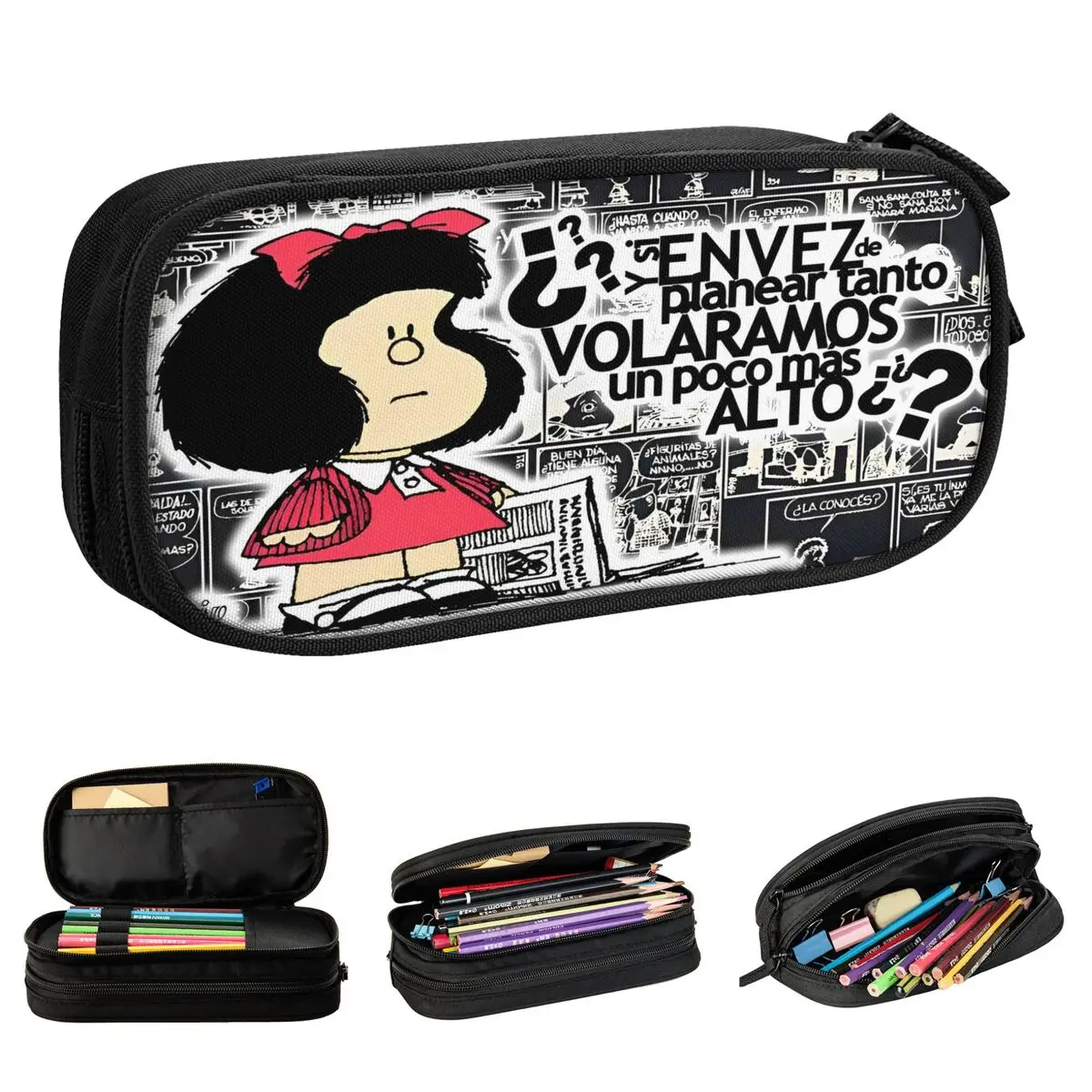 Mafalda Kawaii Pencil Cases Creative Anime Cartoon Pen Holder Bags Student Big Capacity Students School Gift Pencilcases