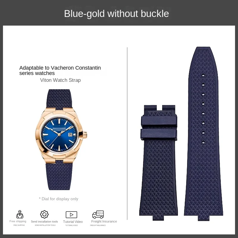 

Pre-Sized FKM Fluoro Rubber Band Compatible with Vacheron Constantin 7900V/5500V Convex Interface Quick Release Waterproof Strap