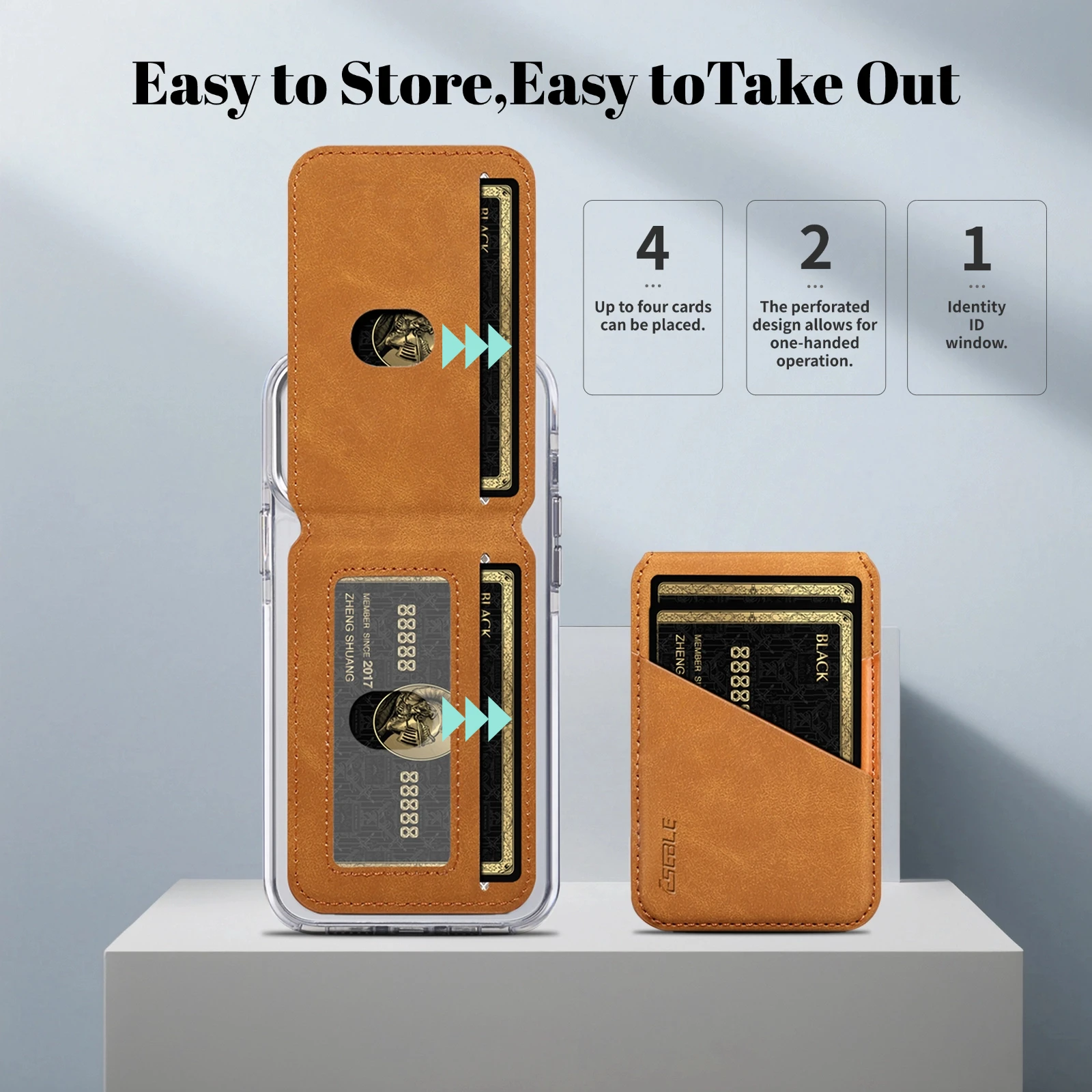 Retro Business Leather Wallet Card Holder Bag For iPhone&Samsung&Xiaomi&Huawei&Vivo For MagSafe Magnetic Splicing Color Card Bag view 2