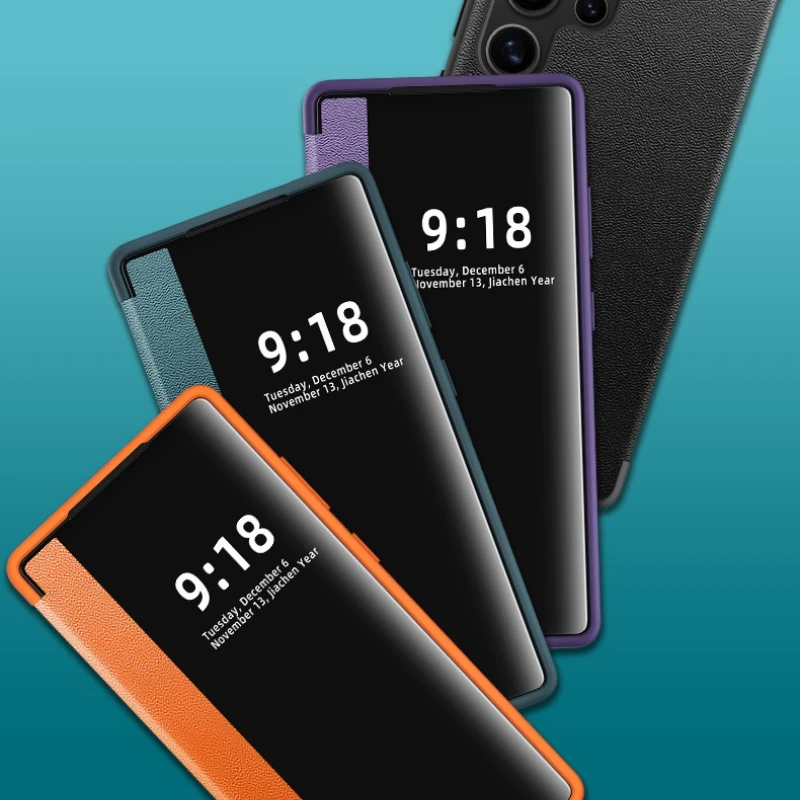 

Роскошный кожаный чехол Smart View с откидной крышкой для телефона Samsung Galaxy S24 S23 S22 Ultra S21 Plus 10 серии, противоударный чехол для телефона