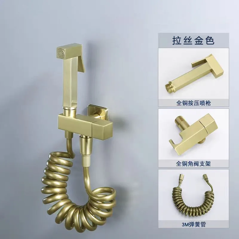 ชุดฝักบัวฉีดชำระแบบมือถือ สีโรสโกลด์ขัดเงา ก๊อกน้ำเย็นเดี่ยว ทำจากทองเหลือง