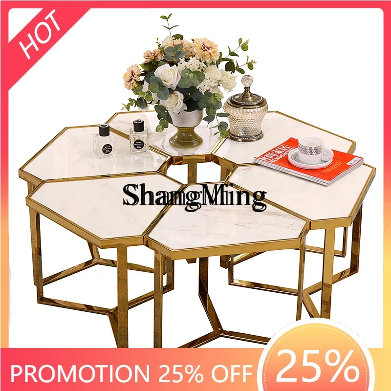 

CL Simple Modern Stainless Steel Coffee Table Fashion Living Room Marble Coffee Table