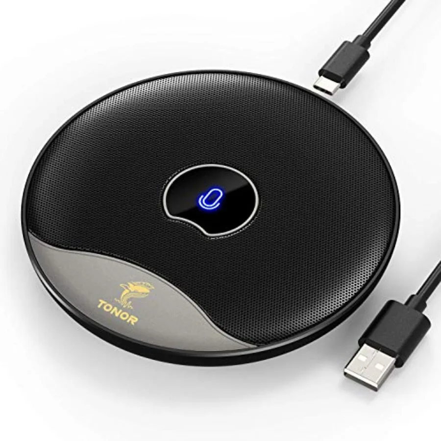 

USB-микрофон для конференций 360 ° Всенаправленный конденсаторный микрофон для ПК с кнопкой отключения звука для онлайн-встреч/зум-встреч/зум-звонков