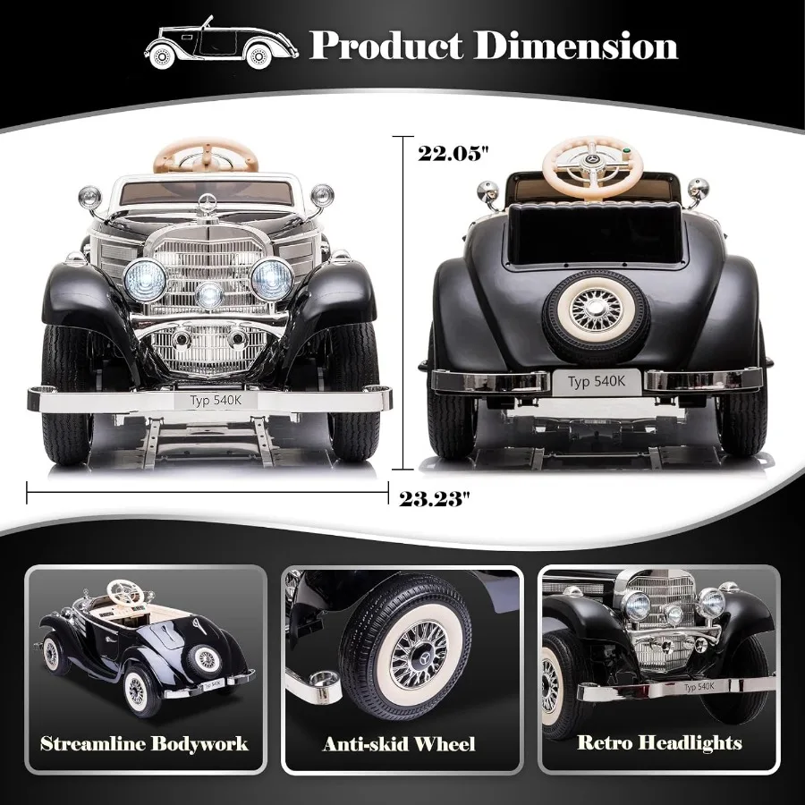 Coche para niños con control remoto Compatible con Mercedes Benz 12V 14Ah Vehículos eléctricos Ruedas Carga máxima para padres e hijos 220Ibs R
