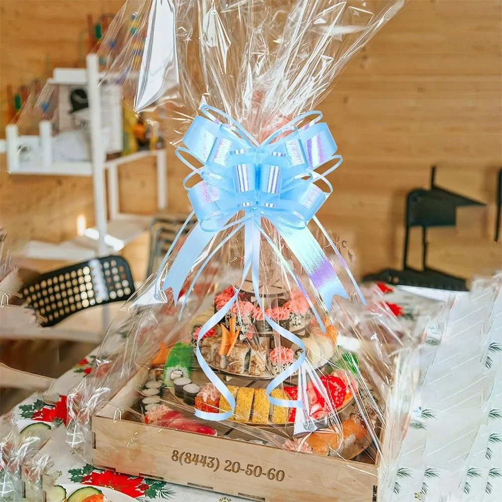 أقواس هدايا، قوس سحب أزرق قزحي الألوان للسلال، باقة زهور، ورق، حقيبة هدايا، صندوق، استحمام الطفل، هانوكا (6 بوصة)