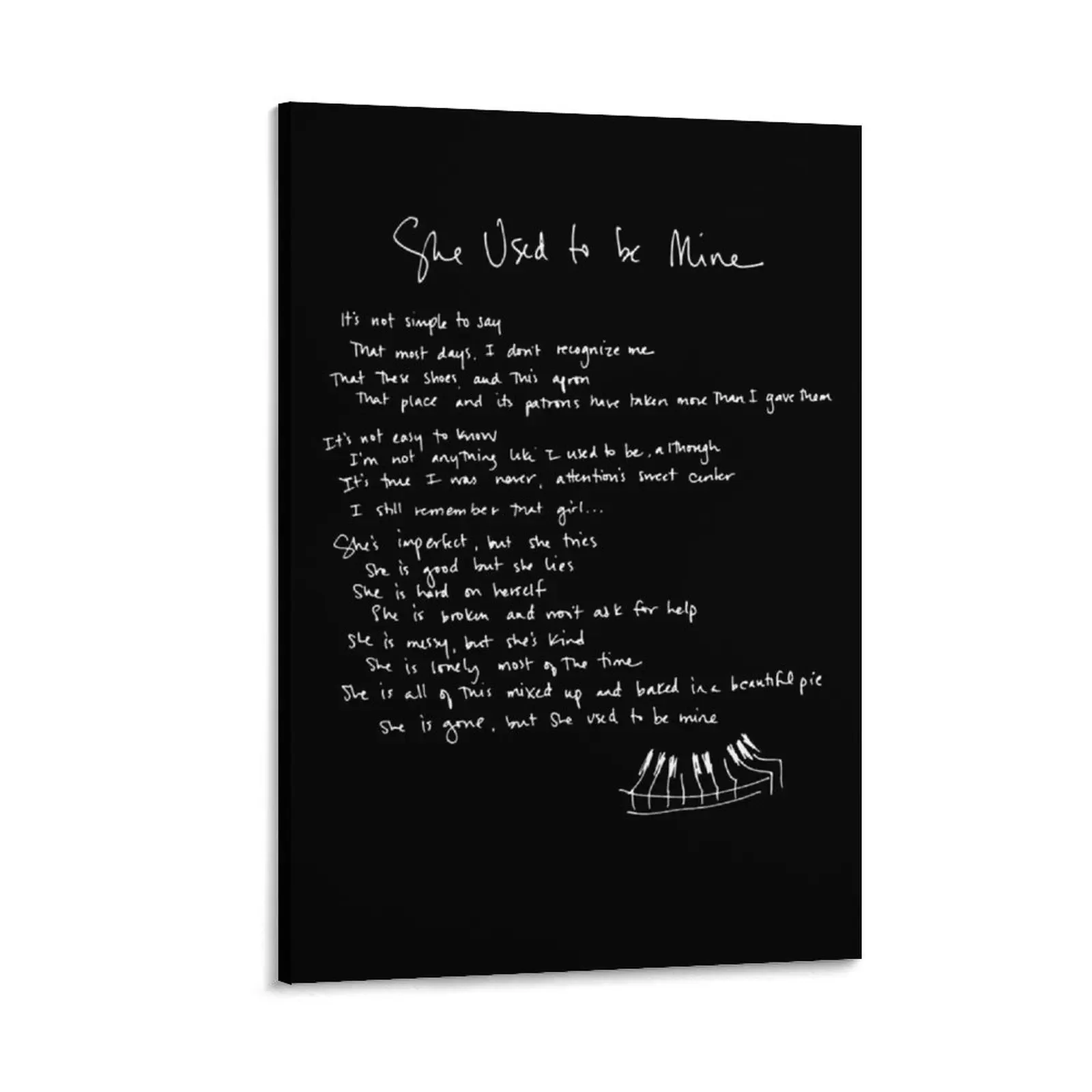 She Used To Be Mine - Sara Bareilles - Handwritten Lyrics- Waitress the Musical - Broadway, West End Canvas Painting