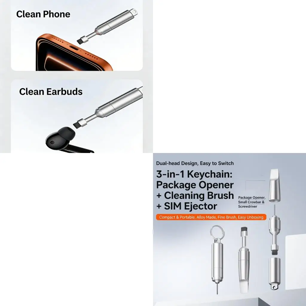  Mini Aluminum Cleaner Tool Featuring Safe Card Removal Concealed Blade and Soft Brush for Everyday Use Dust Removal