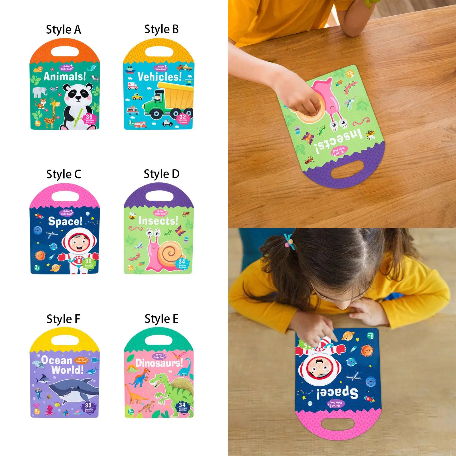 Reusable Sticker Book for Toddlers 1-3 Animal Scenes Preschool Learning Activity Toys Educational Birthday Gifts for Kids