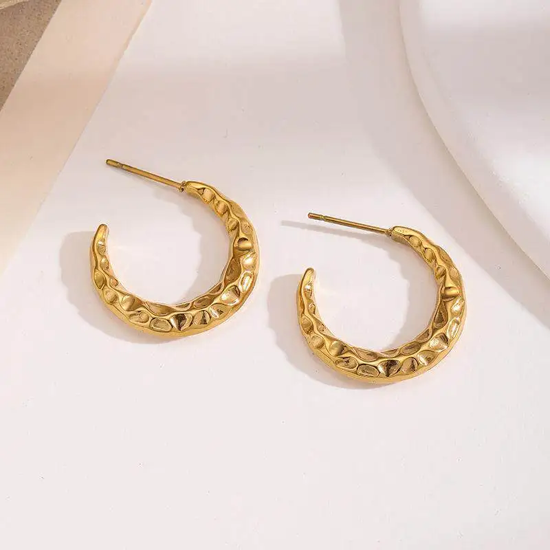 

Simple Versatile Titanium Steel Geometric C-Shaped Earrings Elegant Minimalist Hoop Studs Luxury Dangle Earrings Jewelry