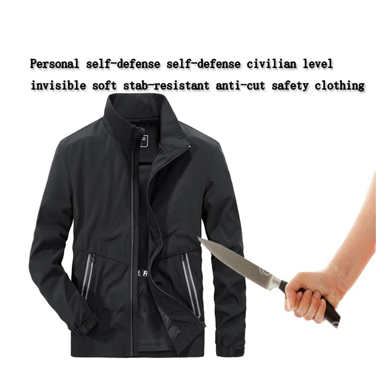 

Self-Defense Anti-Cutting Stab-Resistant Men Jacket, Flexible Hacking Invisible Military Tactics Police Fbi Protective Clothing