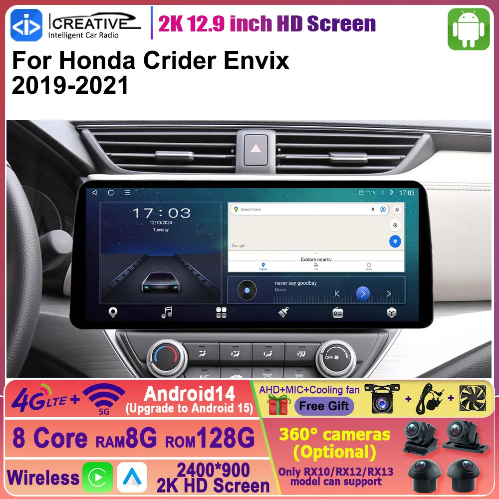 Android Carplay Auto Car Radio For Honda Crider Envix 2019-2020 Intelligent System Multimedia Player 2DIN DSP Navi HU 4G WIFI BT