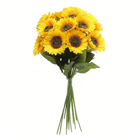 5/10PCS Artificial Sunflowers Bouquet Flowers Fake Decoration for Outdoor Garden Home Decor Wedding Graduation Party Flower