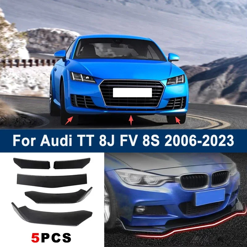 

Adjustable 5Pcs Sectional Front Spoiler Lip For Audi TT 8J FV 8S 2006-2023 Front Bumper Splitter Car Exterior Sport Body Kit