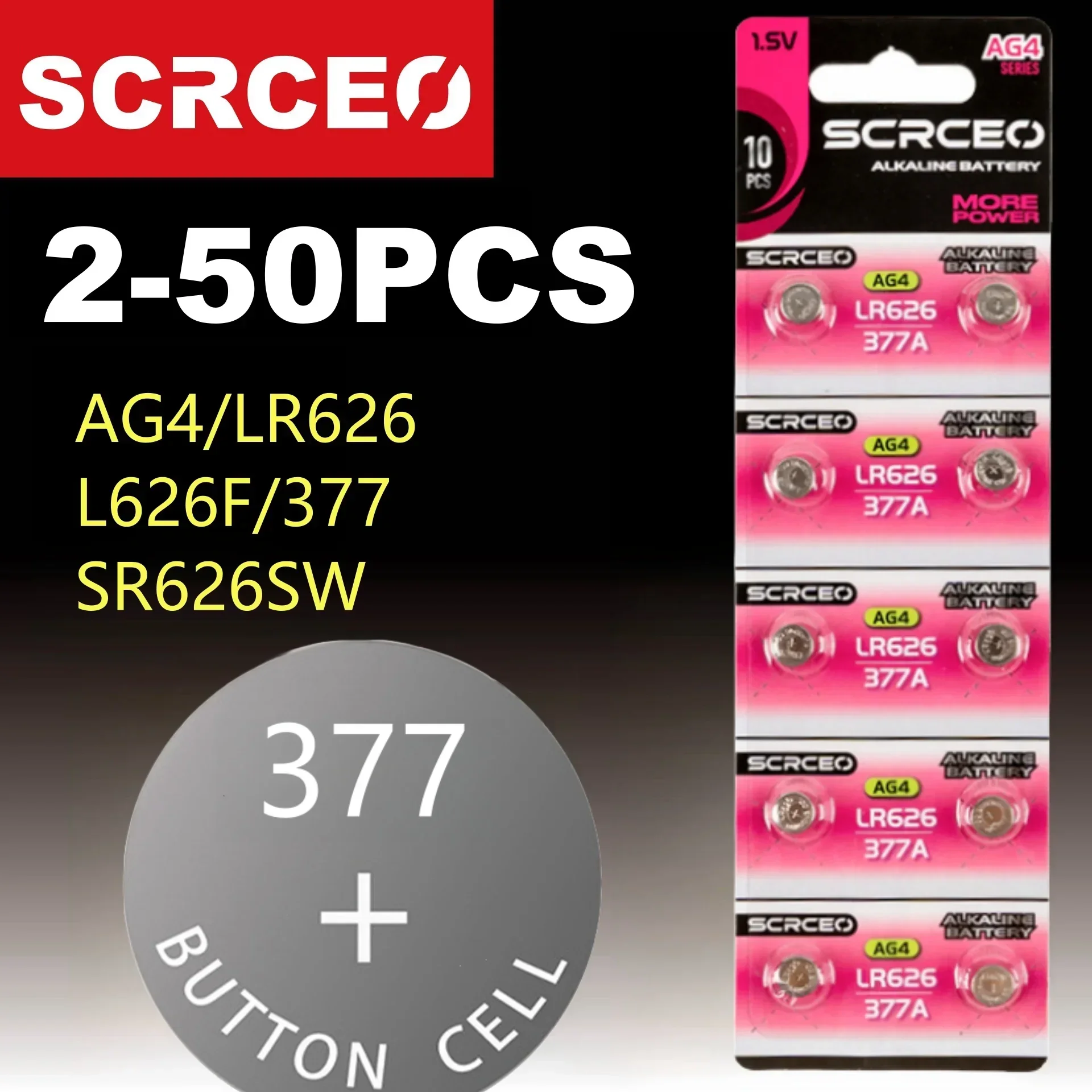 New AG4 LR626 1.55V Alkaline Watch Battery 377 SR626 177 626A 377A CX66W For Toy Calculator Car Key Clock Button Cell