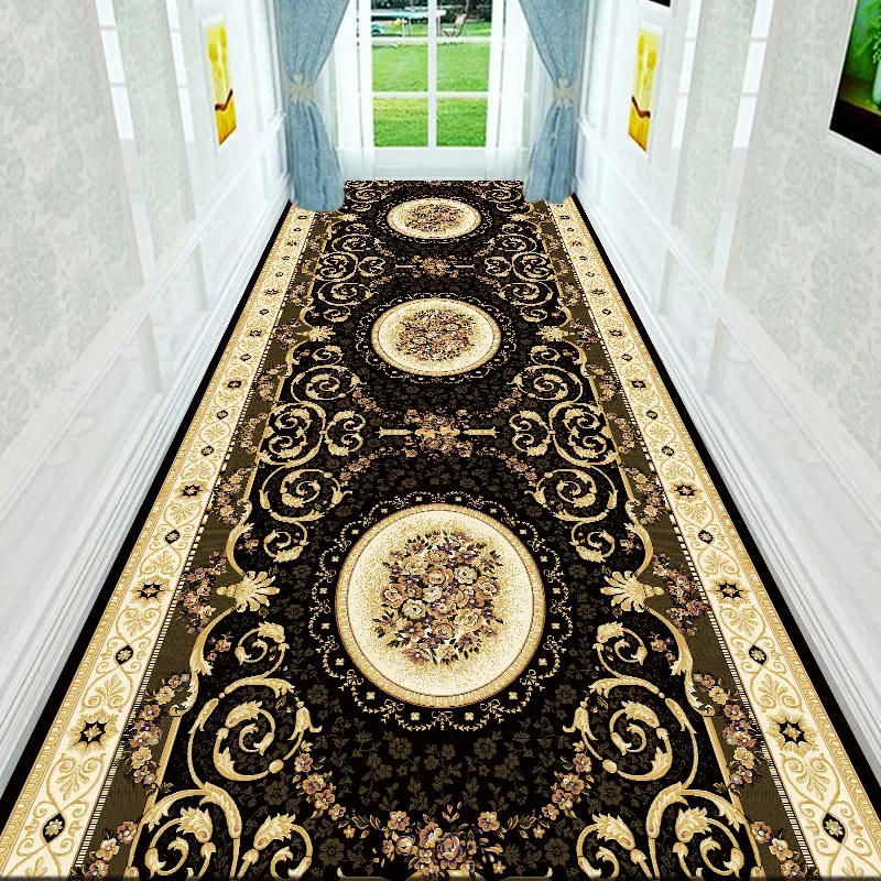 NEW Fashion Long Rugs For Corridor Runner Non-slip Floor Mat Long Strip European-style Hotel Hallway Wedding Carpet Printed