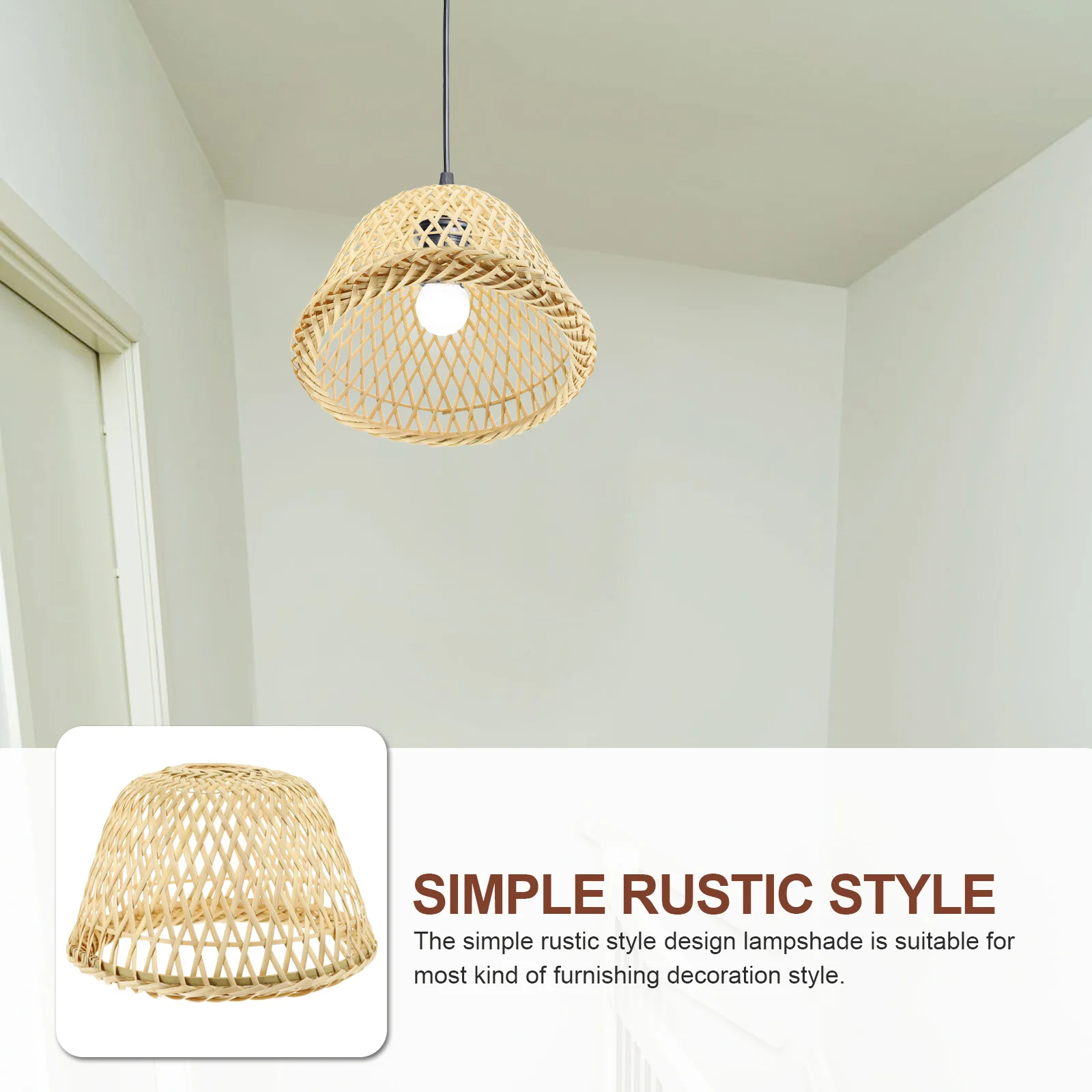 

Ручной бамбуковый абажур в стиле ретро, деревенский стиль, крышка лампы, креативное ремесло, домашний декор, тканый чехол для лампы, ретро-абажур