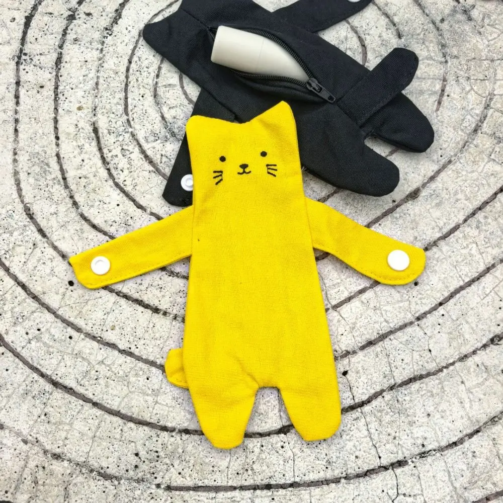Monedero de gato de dibujos animados de lona, bolso ligero antipérdida, colgante, botón a presión, cierre de cremallera, cartera portátil para niñas