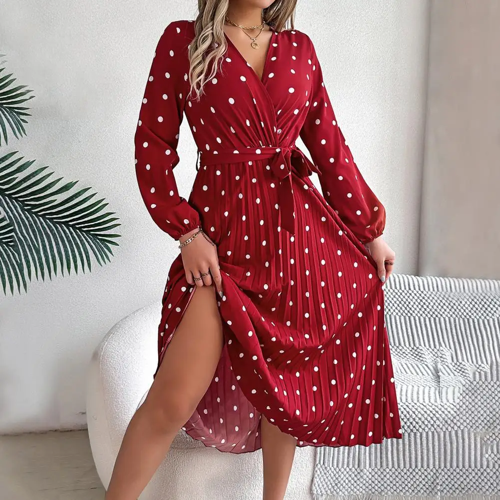 Elegancka Sukienka Damska 2025 Letnia Moda Temperament Jednolita Sukienka Koszulowa z Długim Rękawem Styl Boho Sukienki Maxi z Sznurowaniem w Talii Femme
