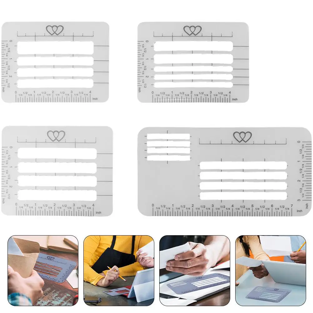 4pcs Clear Plastic Envelope Addressing Guide Template Stencil for Writing Practice School Supplies Sewing Craft