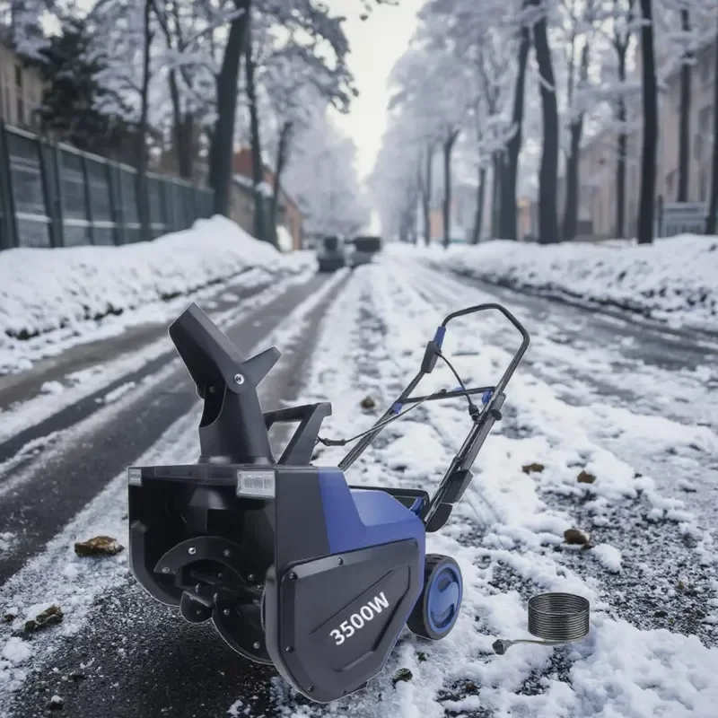 Winter Electric Snowplow and Snow Sweeper New Street Courtyard Blower